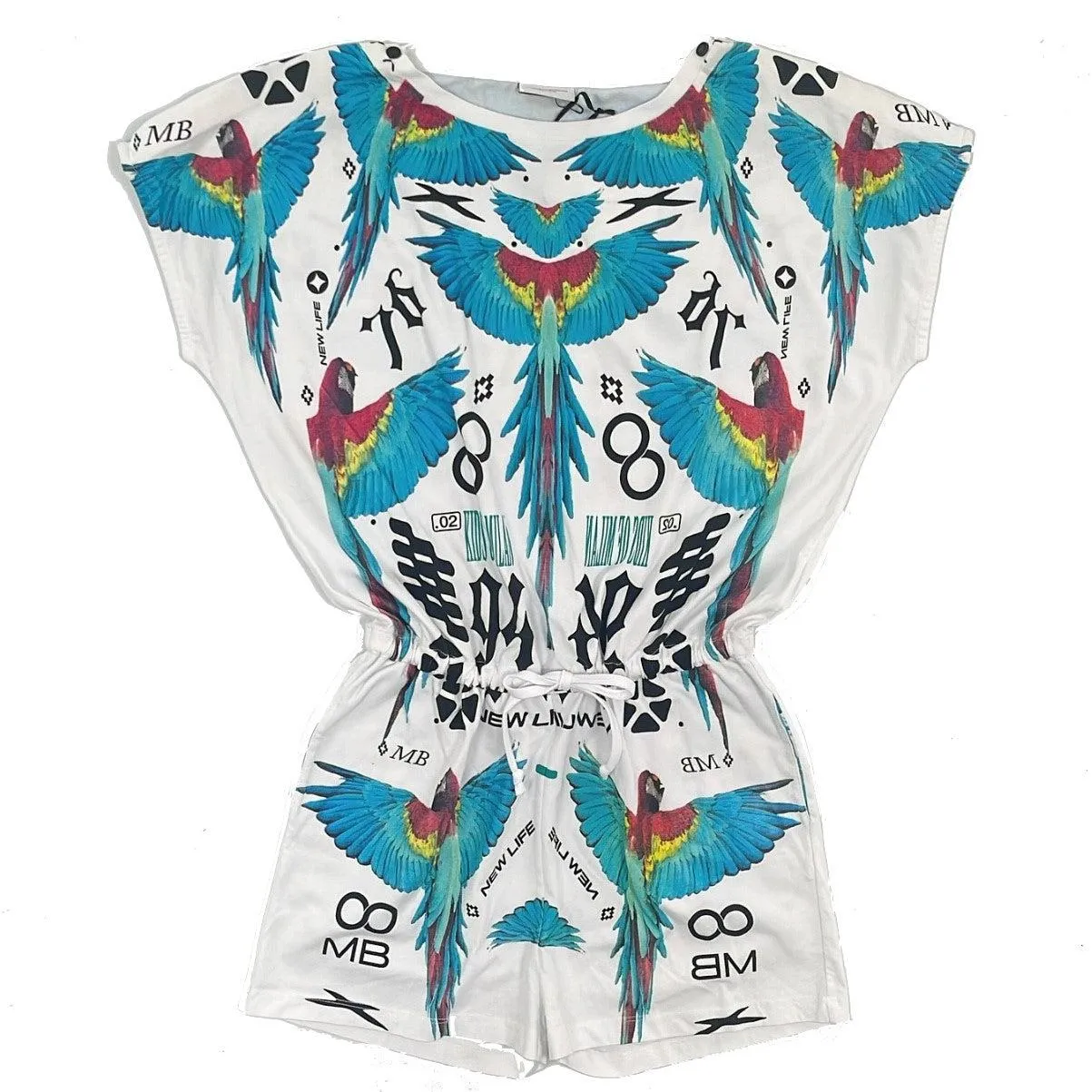 Girls White All Over Wings Jump Suit