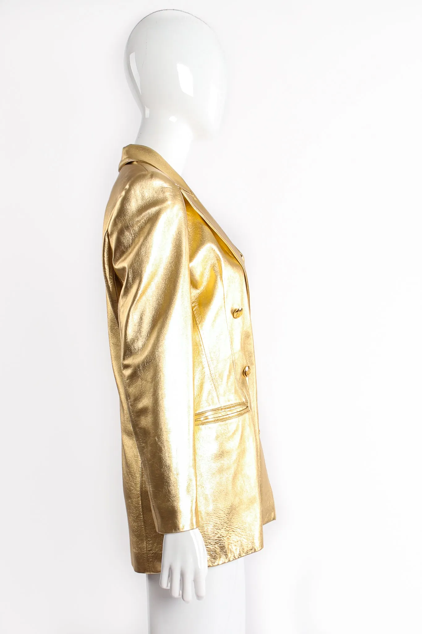 Gold Leather Double Breasted Jacket