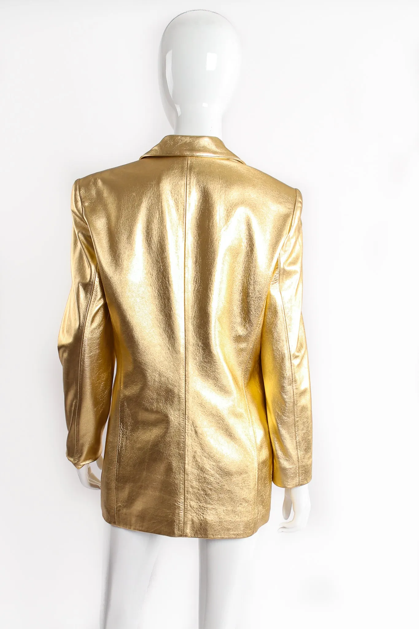 Gold Leather Double Breasted Jacket