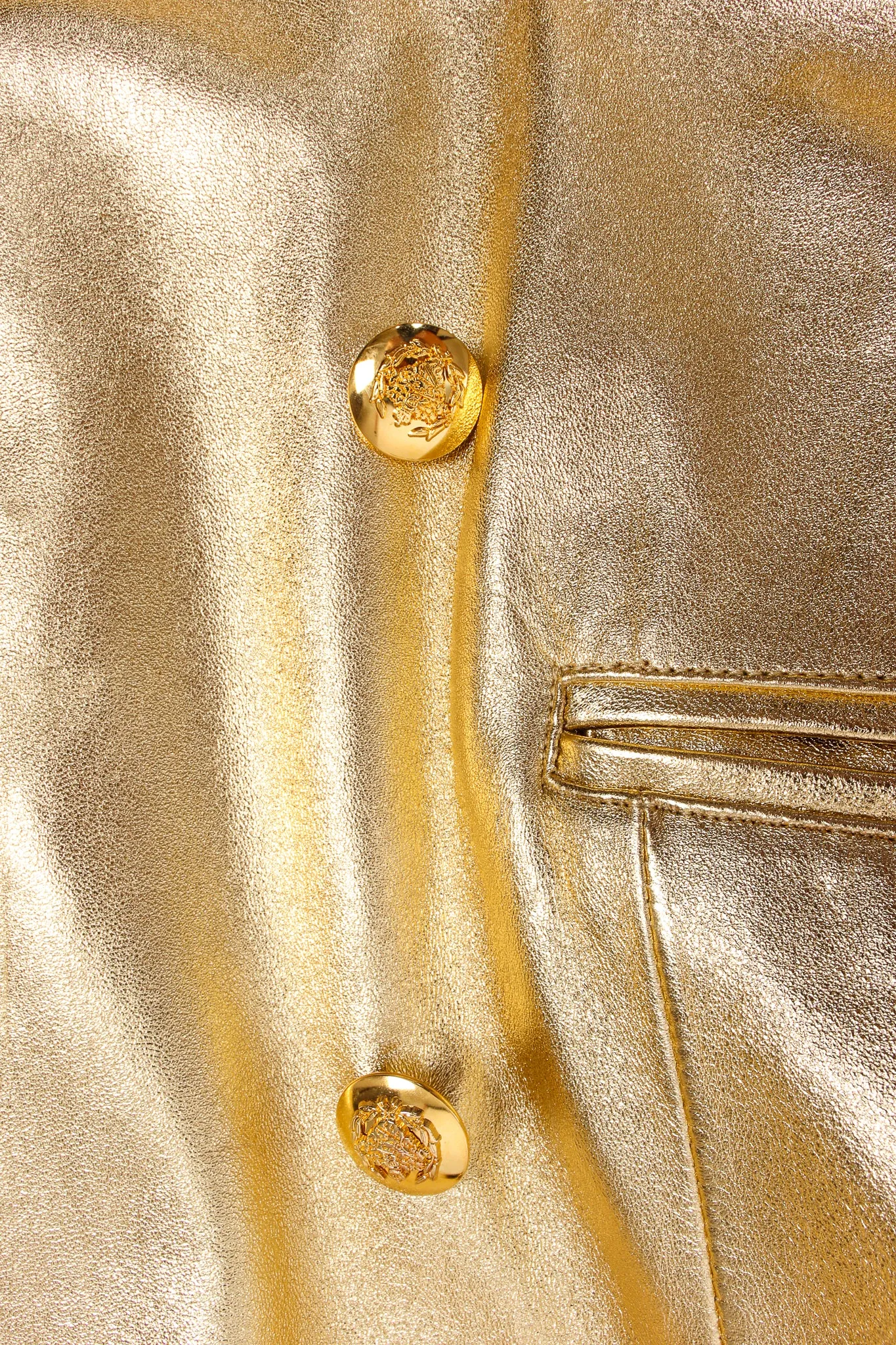 Gold Leather Double Breasted Jacket