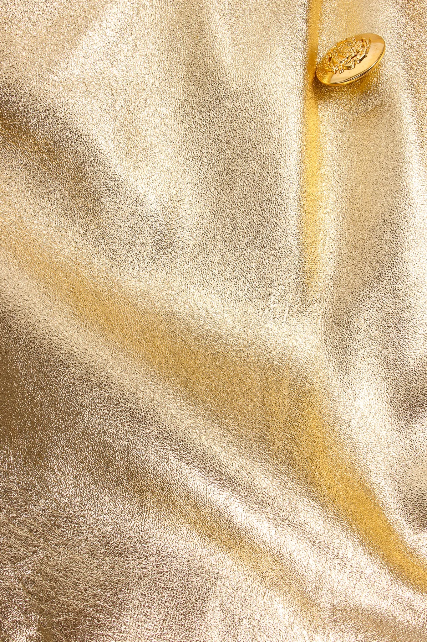 Gold Leather Double Breasted Jacket
