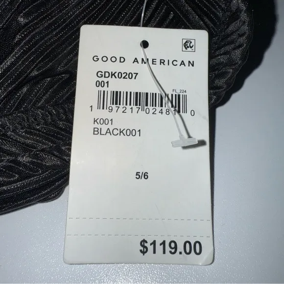 Good American Always Fits Plissé Maxi Black Ruched Skirt for Night Out Beach