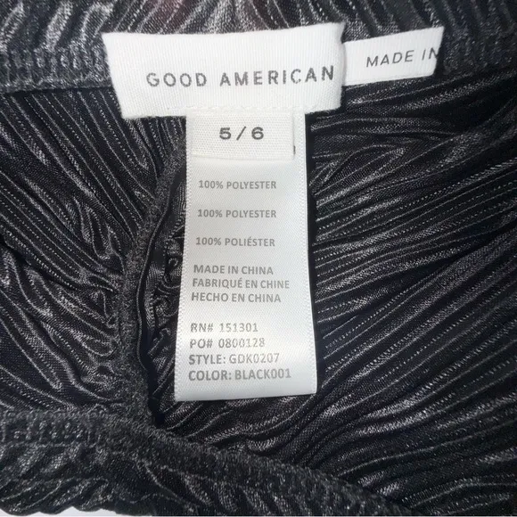 Good American Always Fits Plissé Maxi Black Ruched Skirt for Night Out Beach