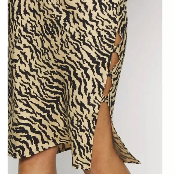 Good American Zebra Bias Midi Skirt