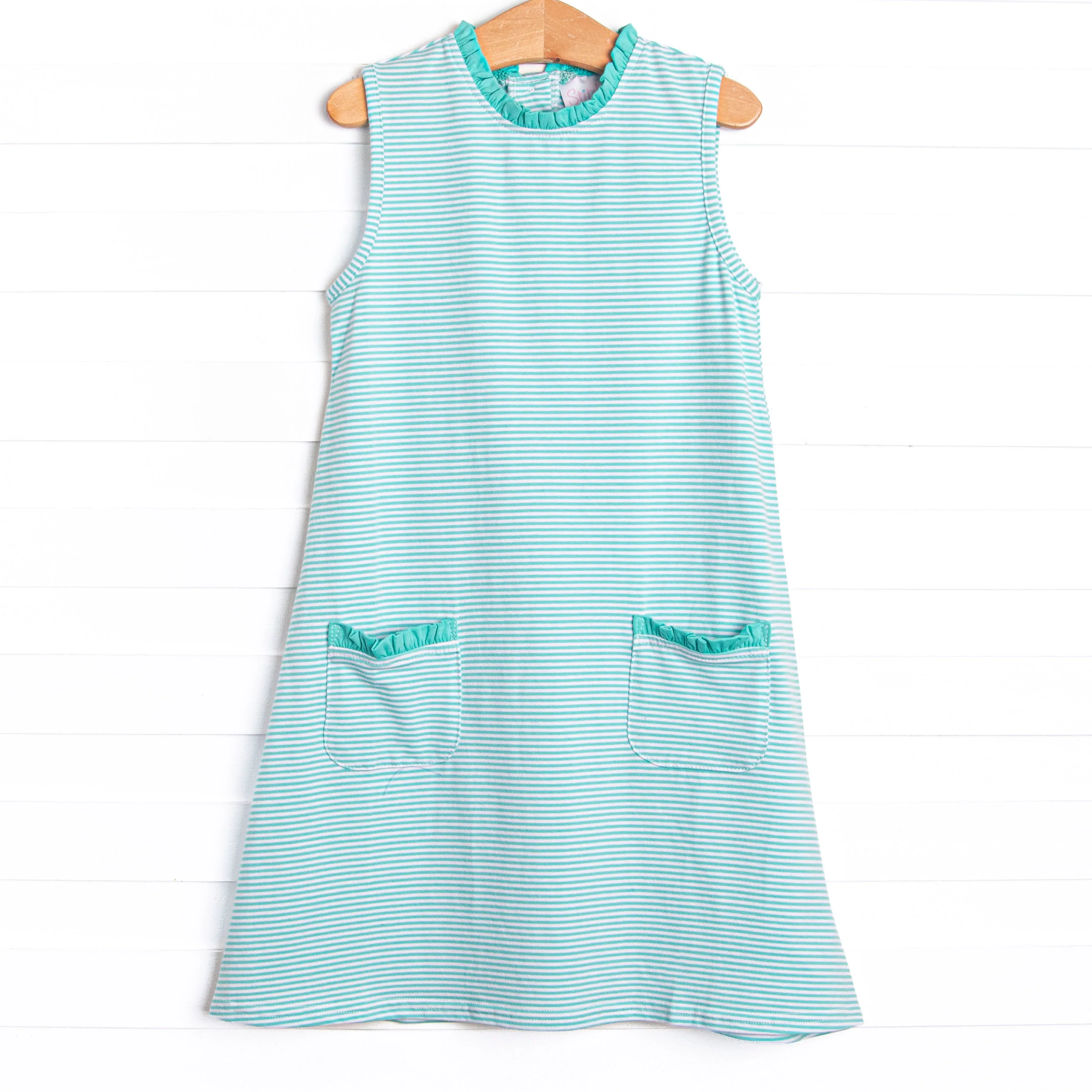 Grace Pocket Dress, Mint Stripe