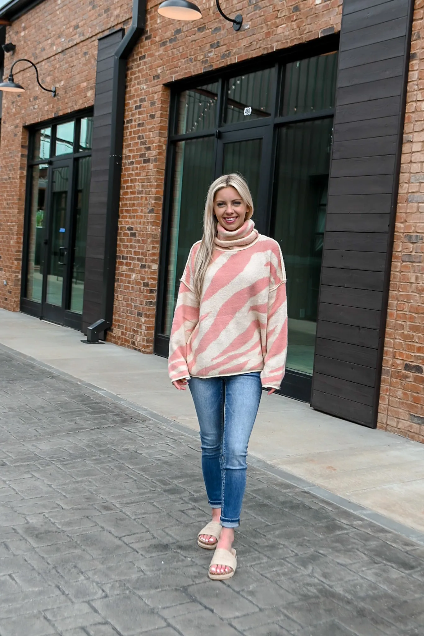 Grace Zebra Sweater-Pink