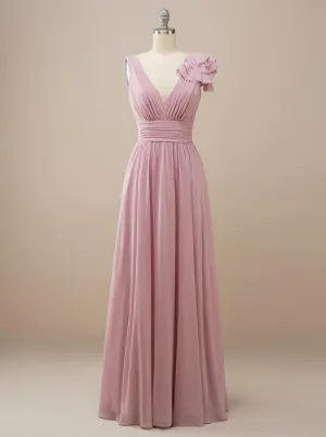 Grecian Chiffon Pink Bridesmaid Dress BR223