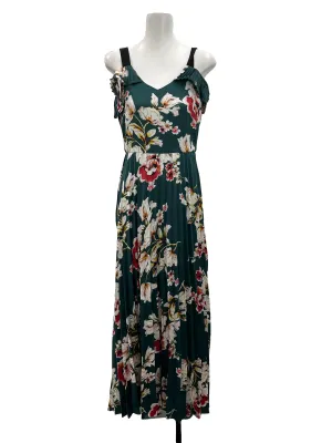 Green Floral Pleated Dress
