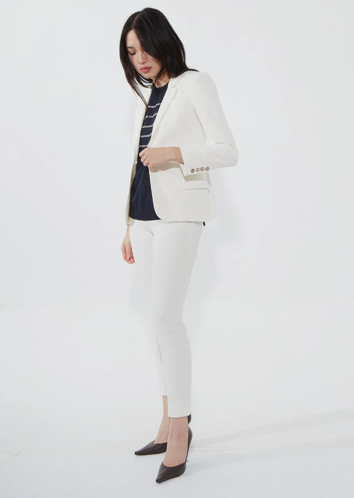 Gucci White Suit Blazer   Brown Belt - 38