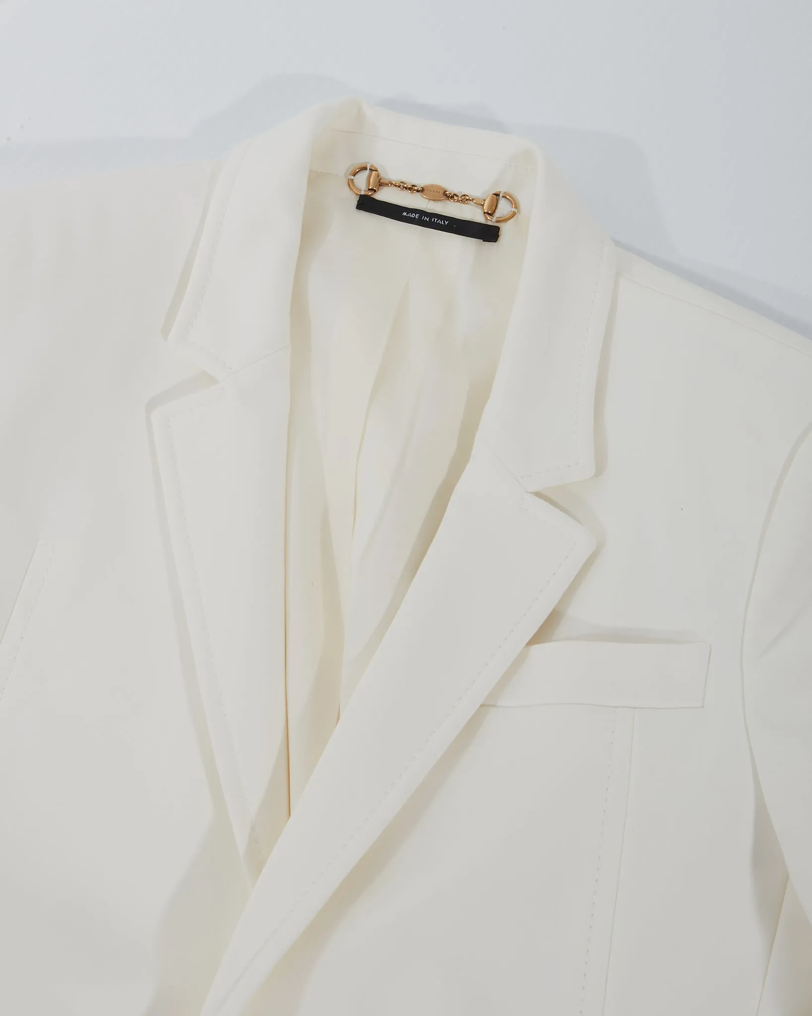 Gucci White Suit Blazer   Brown Belt - 38