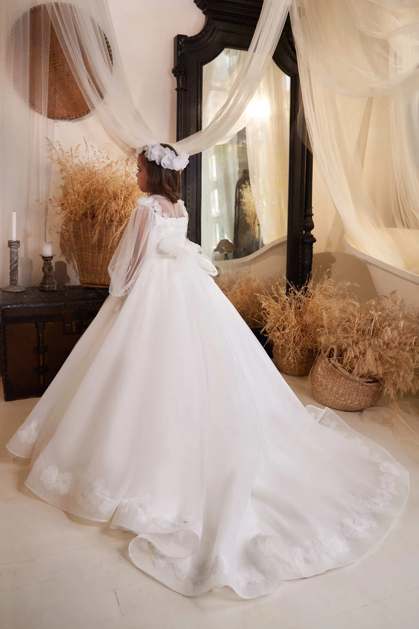 Hanover Flower Girl Dress with Embroidered Lace Top