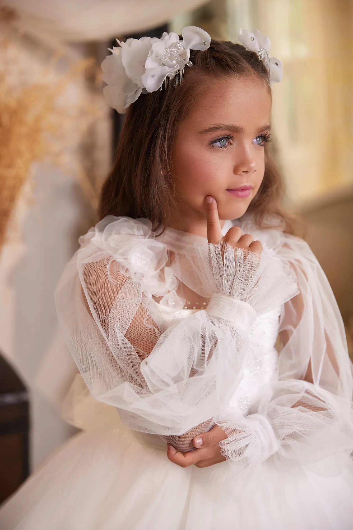 Hanover Flower Girl Dress with Embroidered Lace Top