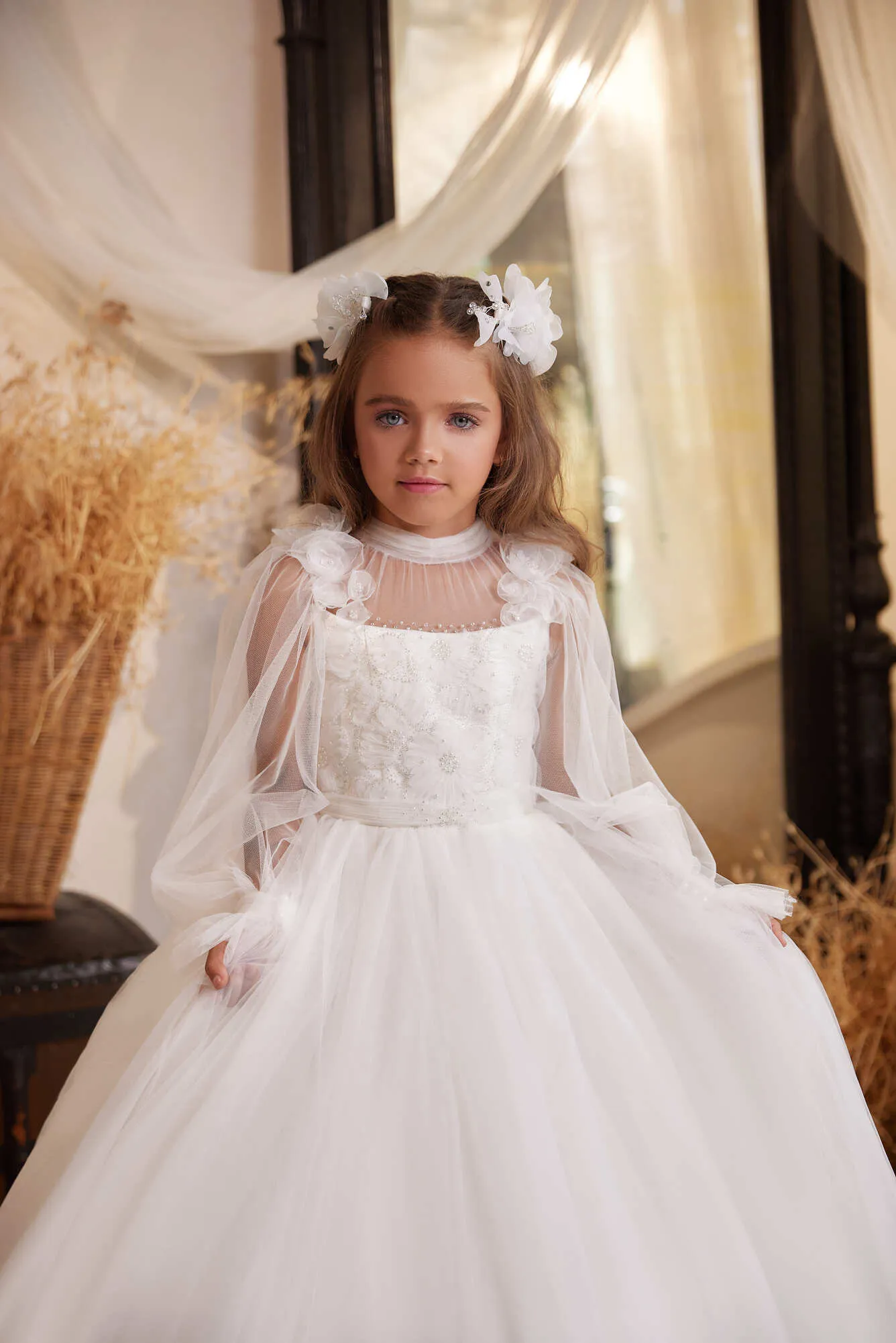 Hanover Flower Girl Dress with Embroidered Lace Top