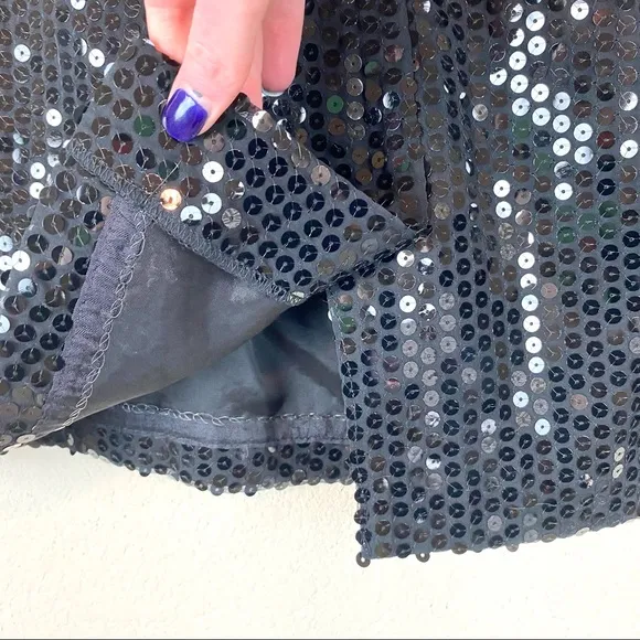 Harris Wallace Black Sequin Pencil Skirt
