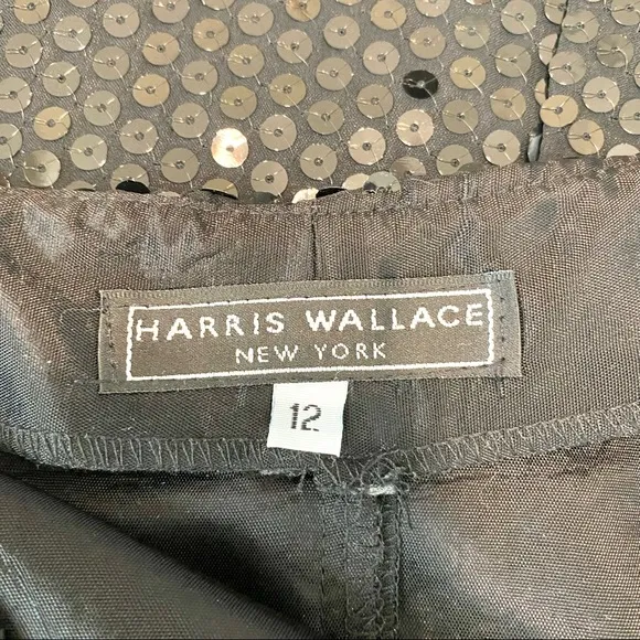 Harris Wallace Black Sequin Pencil Skirt