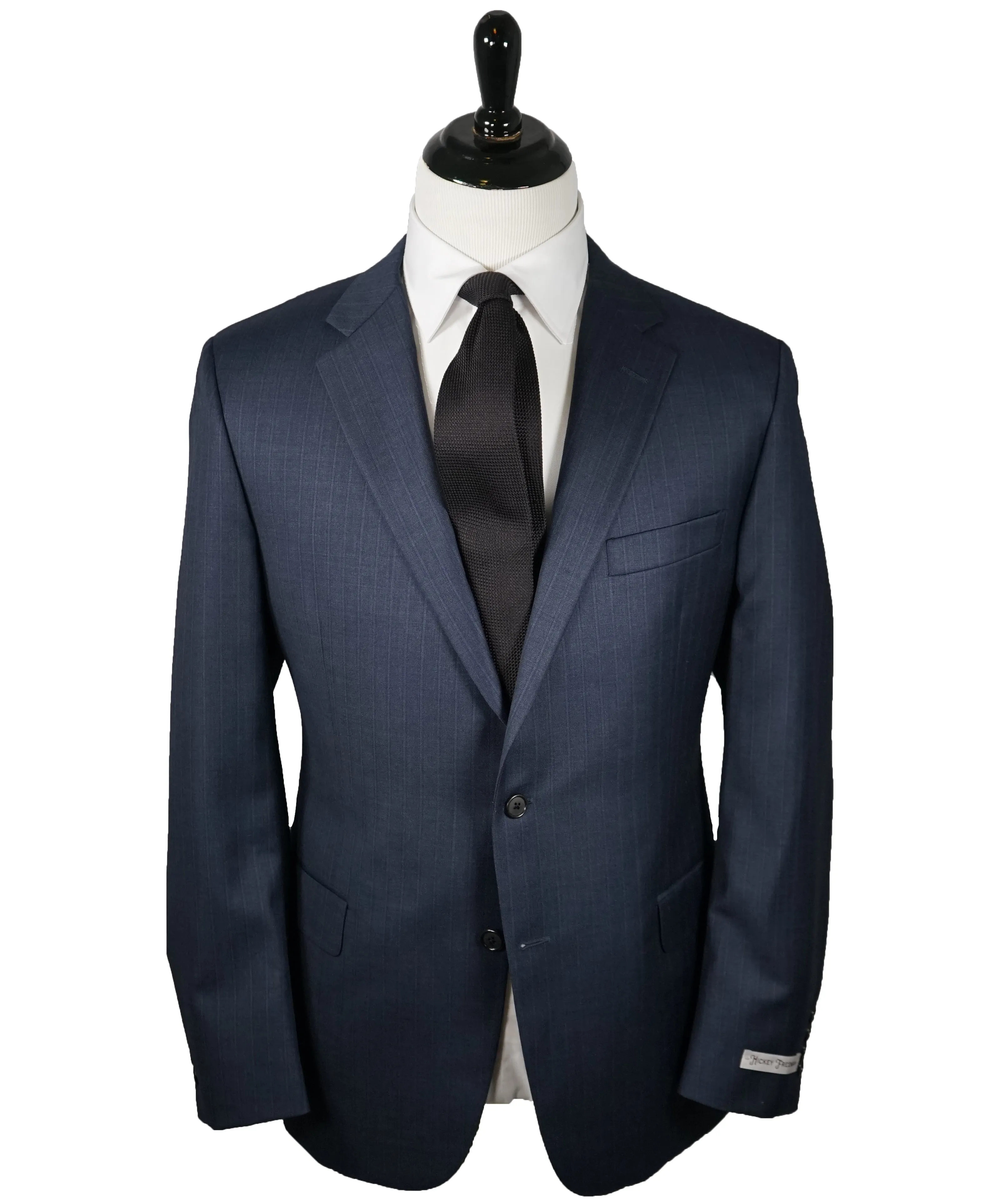 HICKEY FREEMAN - Tonal Chalk Stripe Medium Blue Suit - 44R