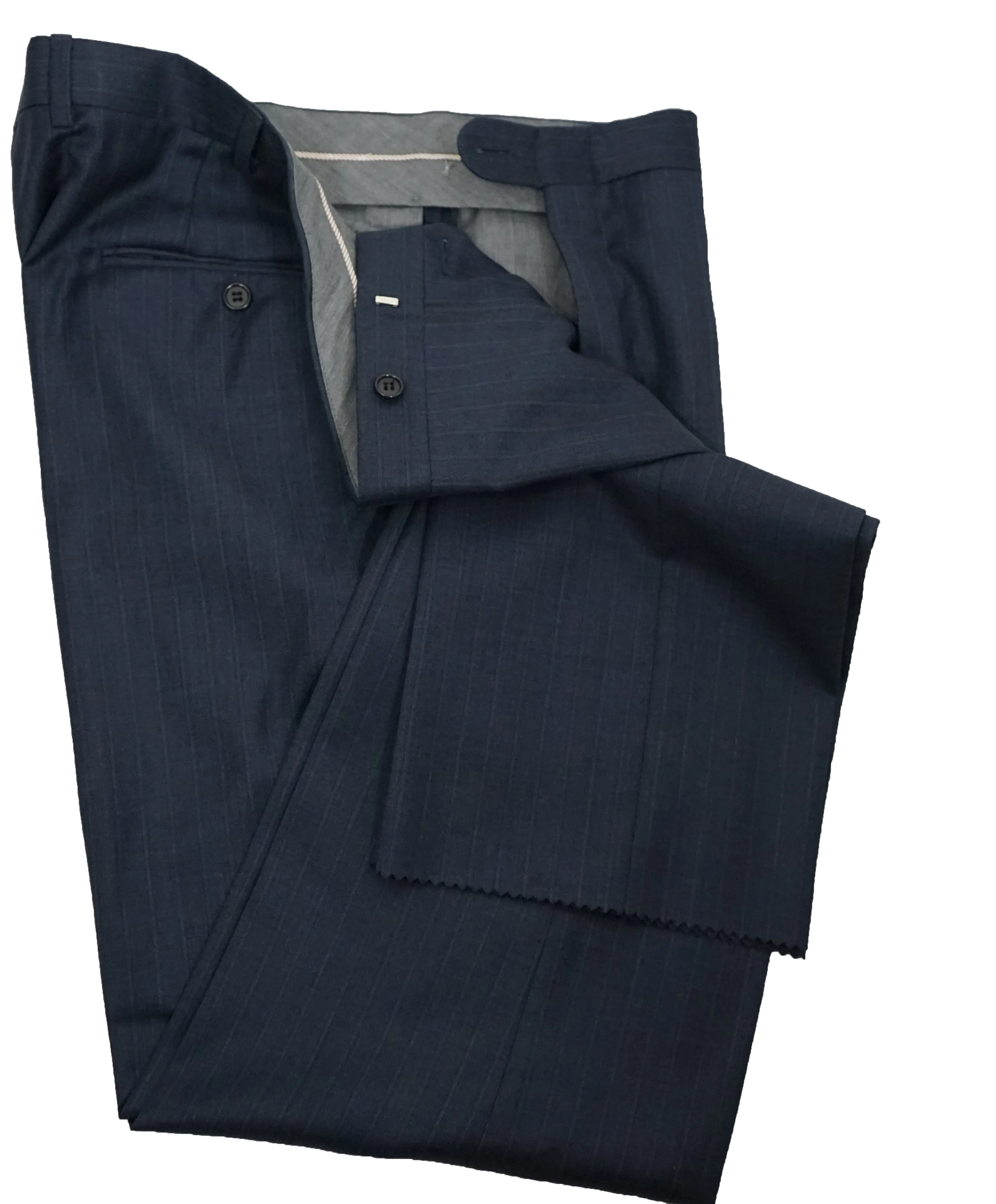 HICKEY FREEMAN - Tonal Chalk Stripe Medium Blue Suit - 44R