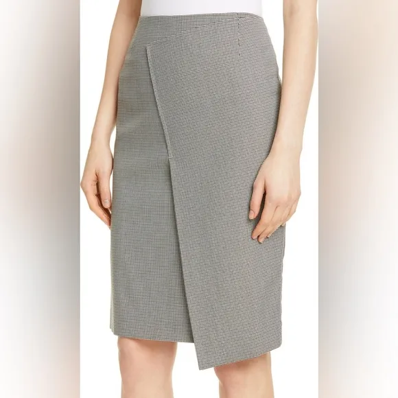 Hugo Boss Vureta Mini Houndstooth Asymmetrical Skirt Size 12
