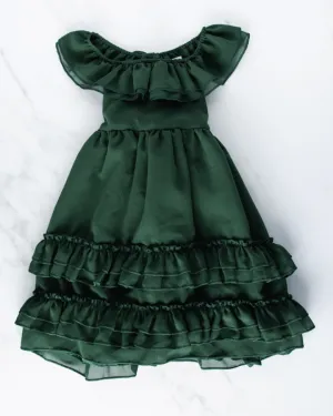 HUNTER GREEN RUFFLE MAXI DRESS