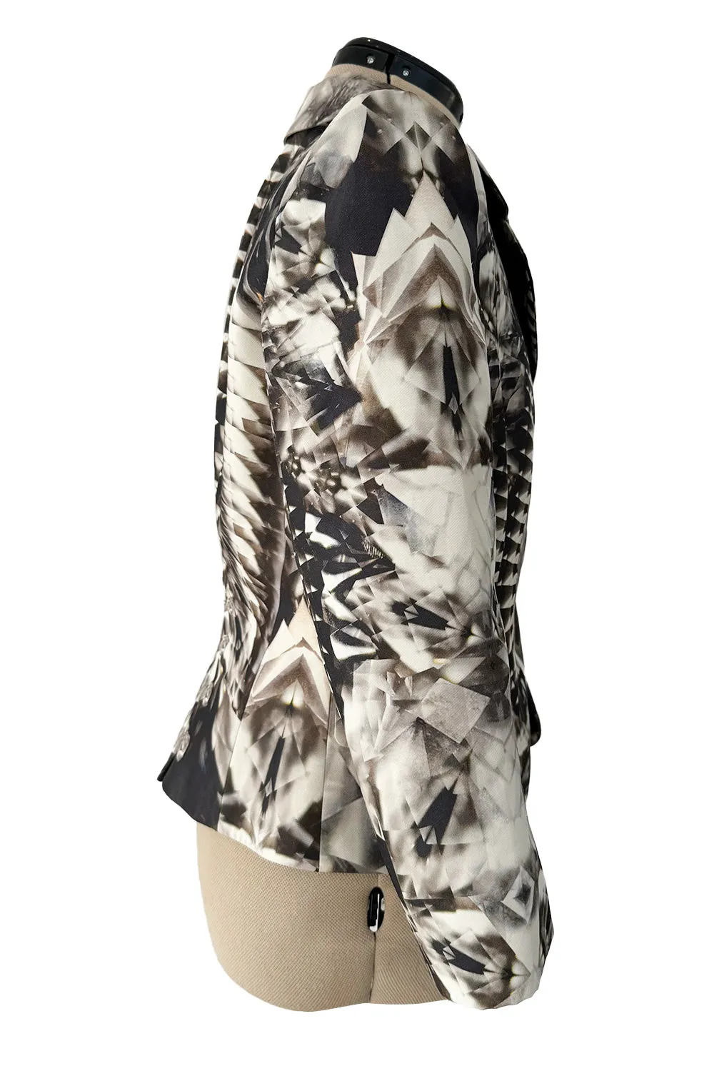 Iconic Spring 2009 Alexander McQueen Look 27 Grey Print Structured and Tailored Jacket