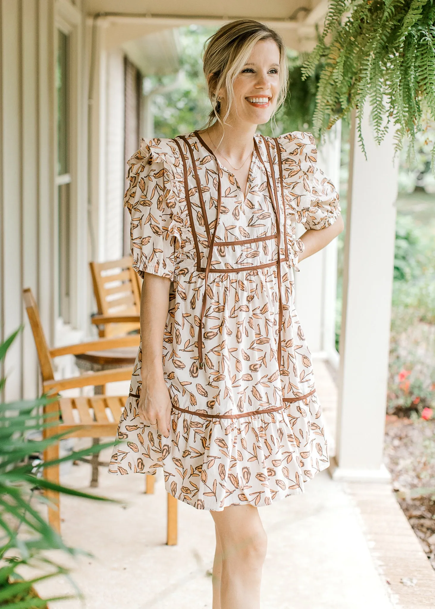 Illustrated Ecru Dress