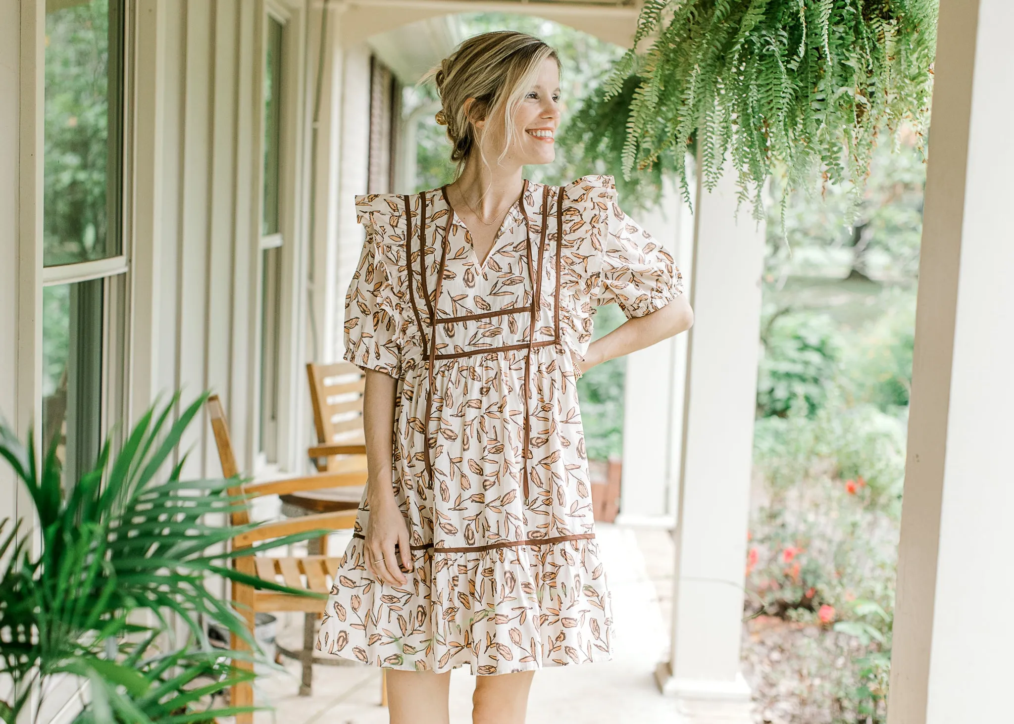 Illustrated Ecru Dress