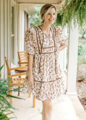 Illustrated Ecru Dress
