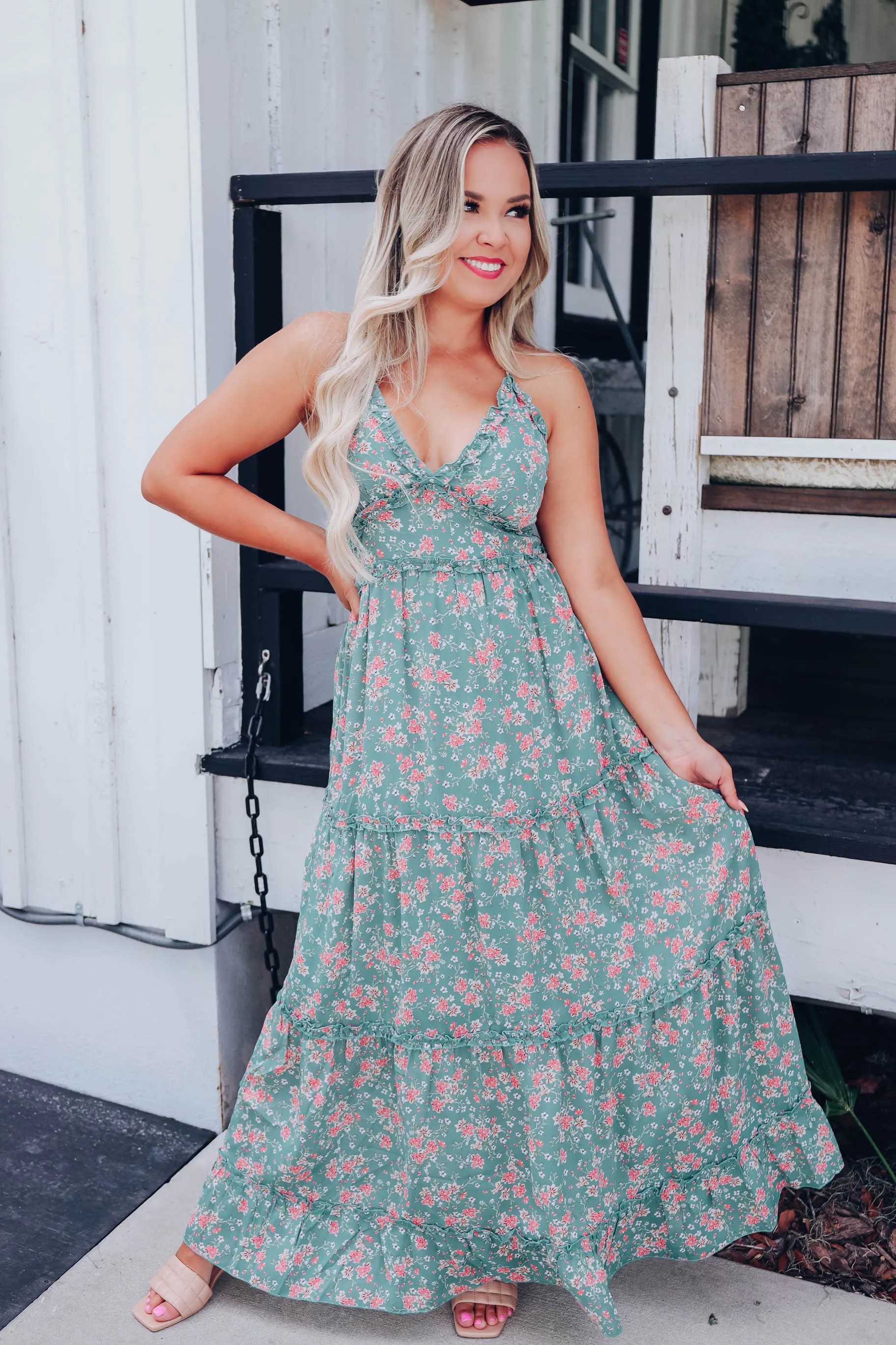 In Bloom Floral Tiered Maxi Dress