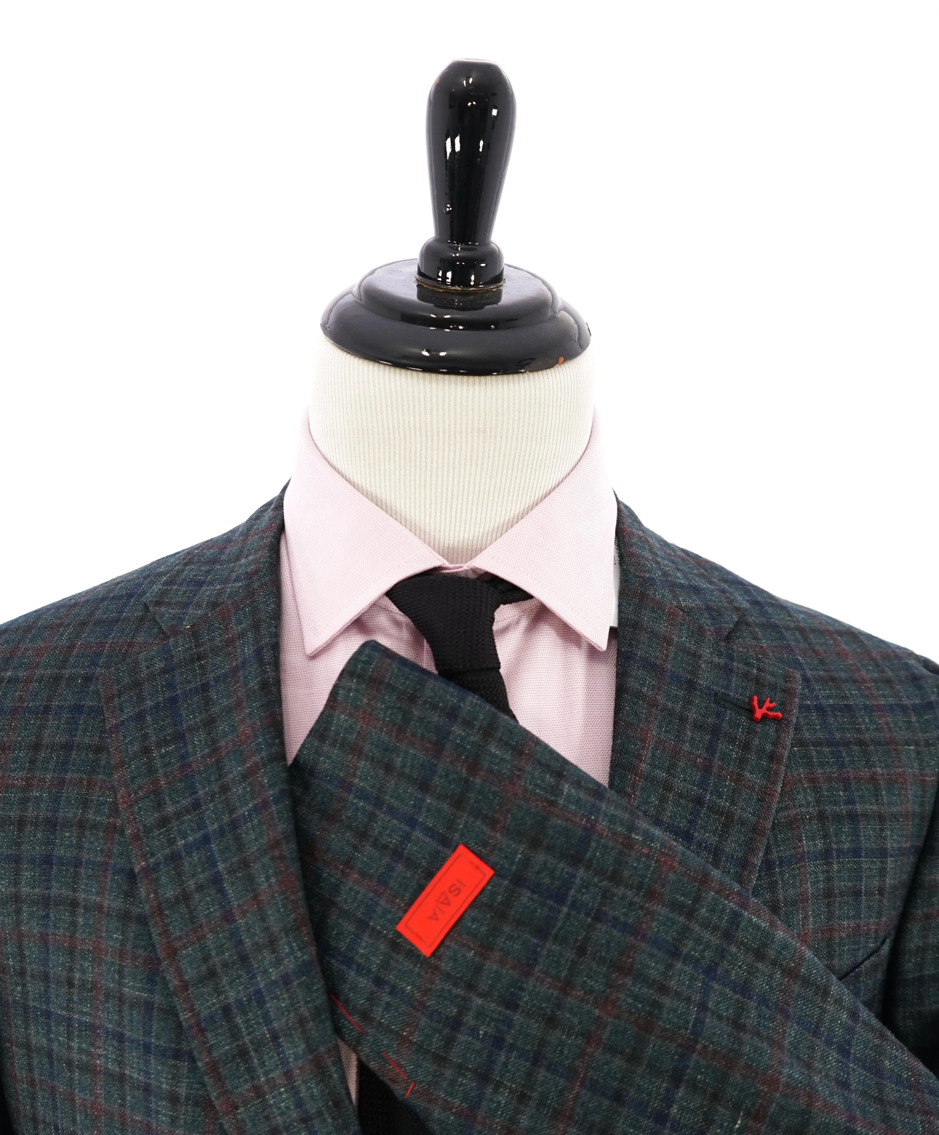 ISAIA - CASHMERE/Silk/Linen Blend Windowpane Check Blazer W LOGO- 46R
