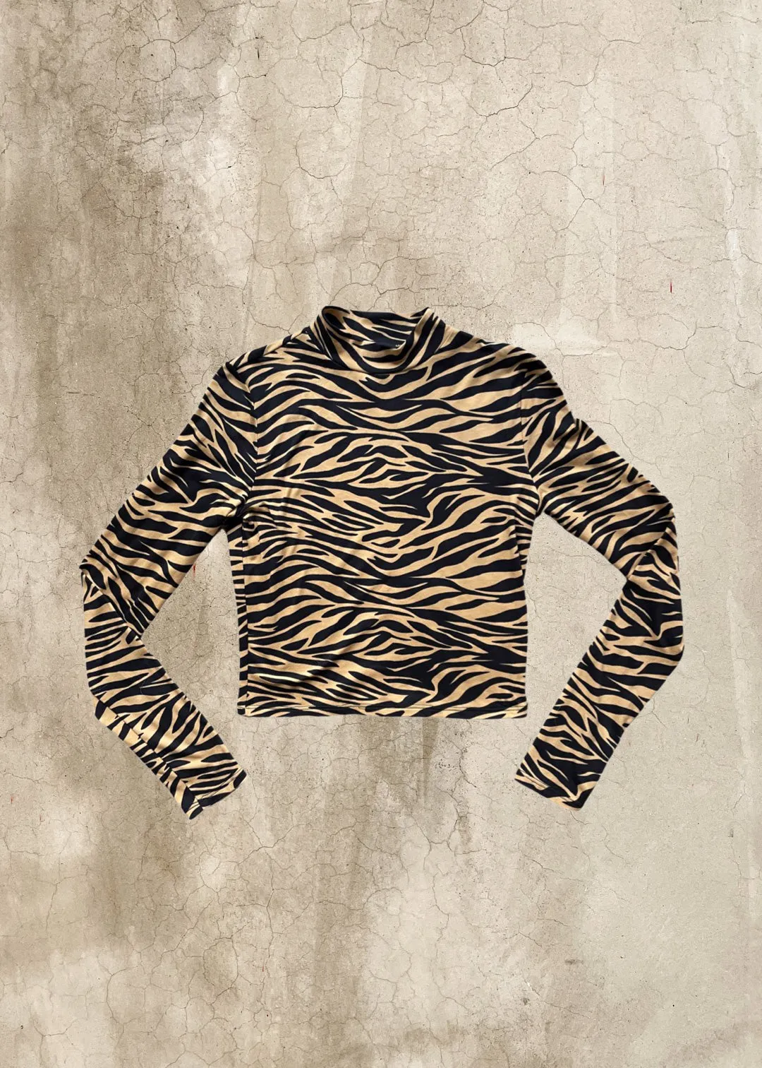 Isla Zebra Knit Crop Top - Beige