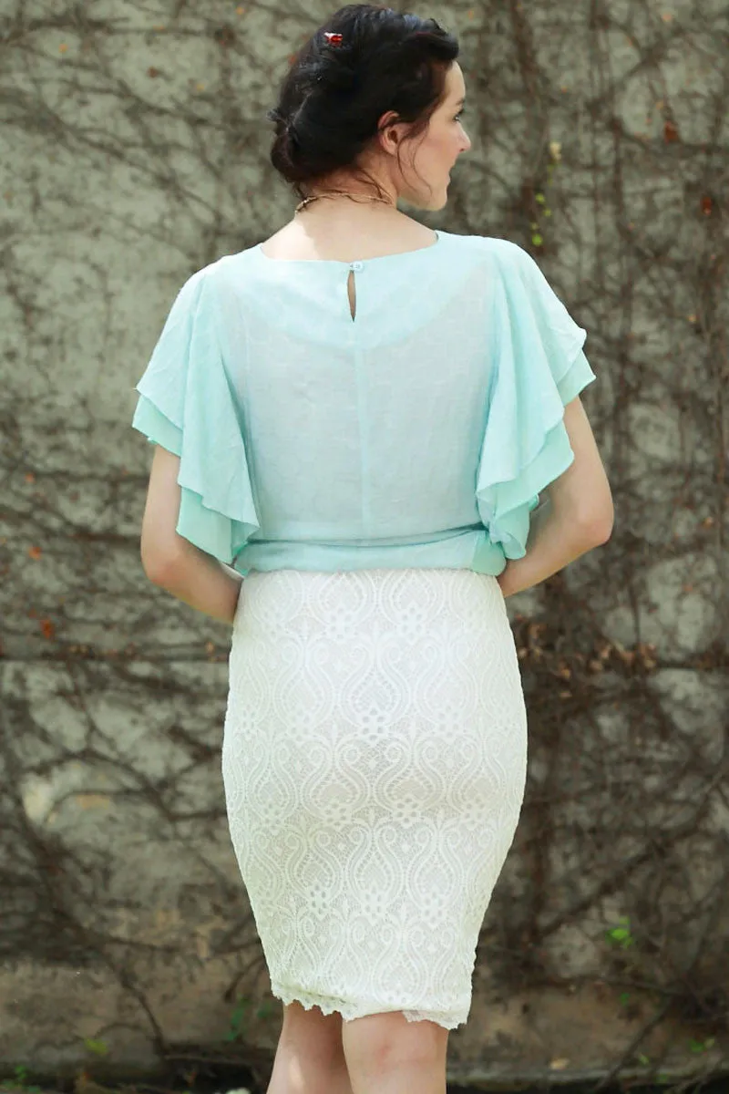 Ivory Lace Pencil Skirt