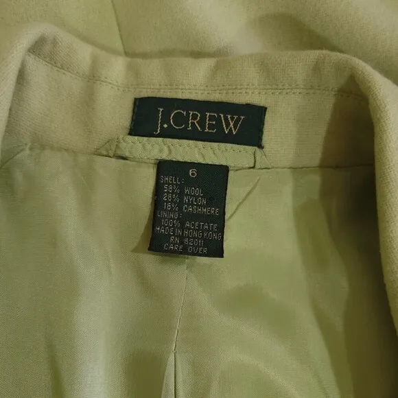 J CREW Cashmere Wool Oversized Boyfriend Blazer Jacket in Leek Green Minimal 6