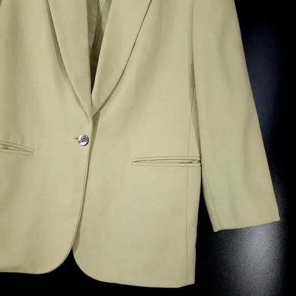 J CREW Cashmere Wool Oversized Boyfriend Blazer Jacket in Leek Green Minimal 6