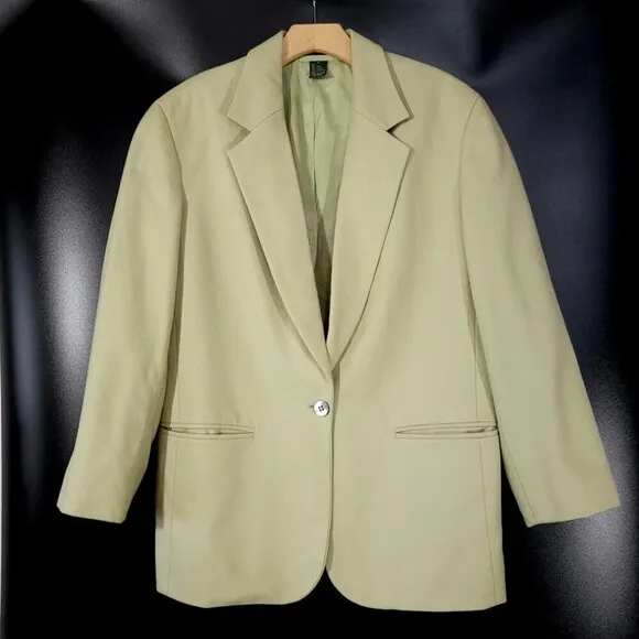 J CREW Cashmere Wool Oversized Boyfriend Blazer Jacket in Leek Green Minimal 6