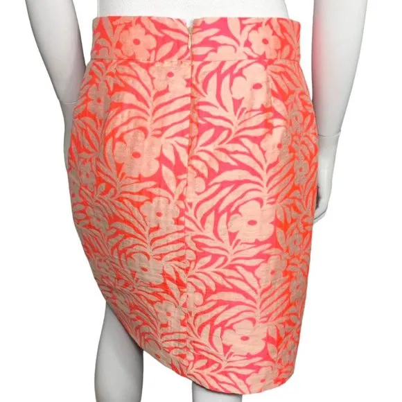 J. CREW Plumeria Pink Floral Jacquard Crossover Wrap Pencil Skirt