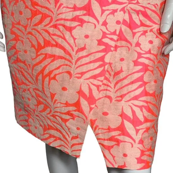 J. CREW Plumeria Pink Floral Jacquard Crossover Wrap Pencil Skirt