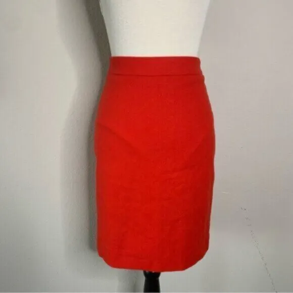 J. Crew Red Wool Blend Mini Pencil Skirt