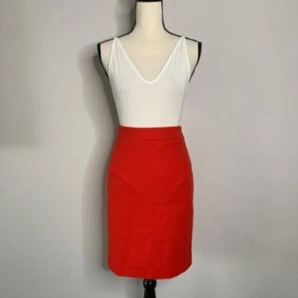 J. Crew Red Wool Blend Mini Pencil Skirt