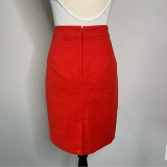 J. Crew Red Wool Blend Mini Pencil Skirt