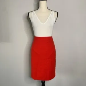 J. Crew Red Wool Blend Mini Pencil Skirt