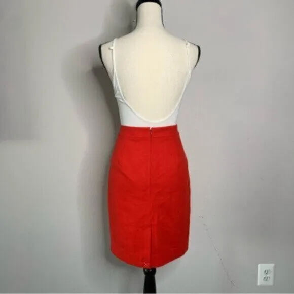 J. Crew Red Wool Blend Mini Pencil Skirt