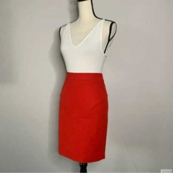 J. Crew Red Wool Blend Mini Pencil Skirt