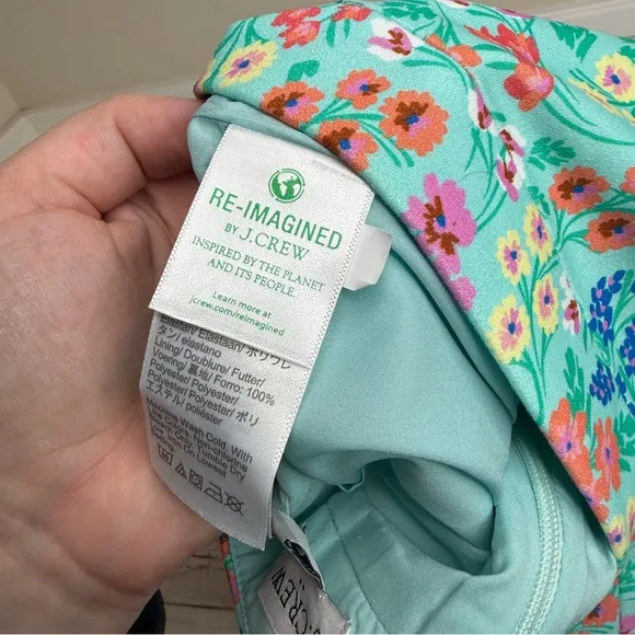 J. Crew teal blue skirt, colorful floral print