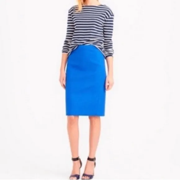 J. Crew | The Pencil Skirt Double Serge Wool Blue Size 12