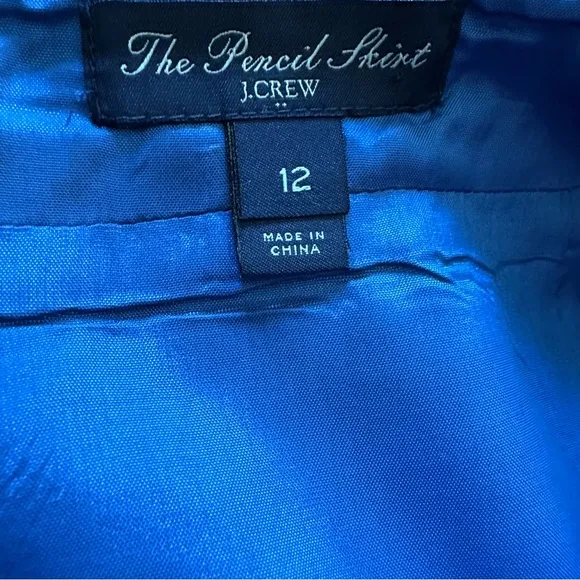 J. Crew | The Pencil Skirt Double Serge Wool Blue Size 12