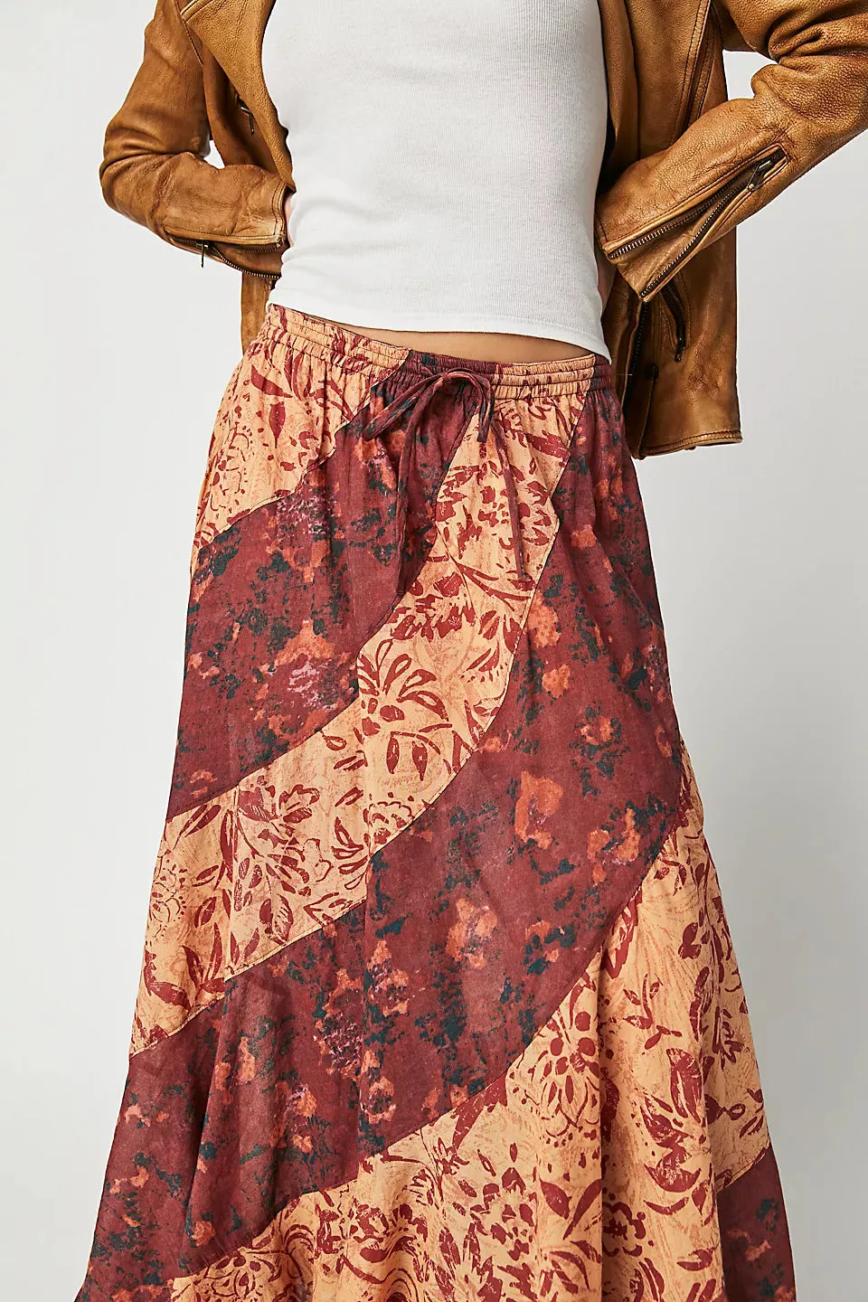 JACKIE MAXI SKIRT-BRICK COMBO