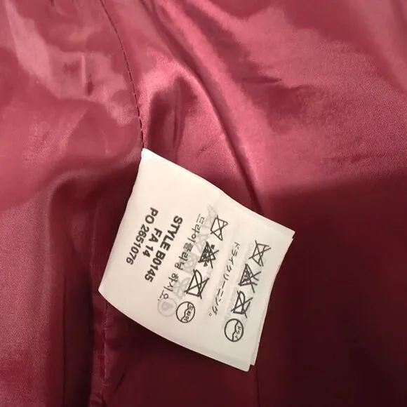J. Crew 100% Wool Burgundy Red Pencil Skirt Asymmetrical zip front SZ 12