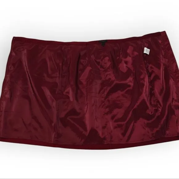 J. Crew 100% Wool Burgundy Red Pencil Skirt Asymmetrical zip front SZ 12