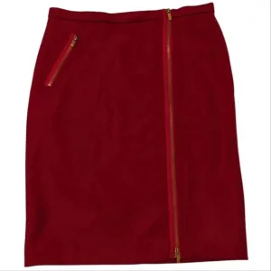 J. Crew 100% Wool Burgundy Red Pencil Skirt Asymmetrical zip front SZ 12
