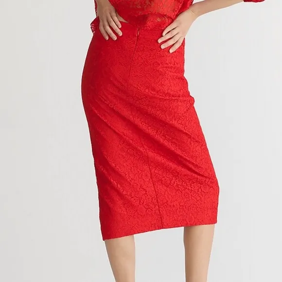 J.Crew Side-Slit Pencil Skirt with Lace